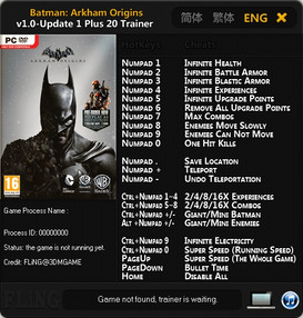 Batman: Arkham Origins - Blackgate: Trainer (+21) [1.0 ~ Update 5] {FLiNG}
