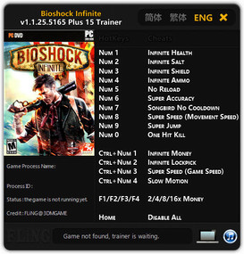 BioShock Infinite: Trainer (+15) [1.1.25.5165] {FLiNG}