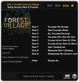 Life is Feudal: Forest Village: Trainer (+8) [Update: 07.03.17] {FLiNG}