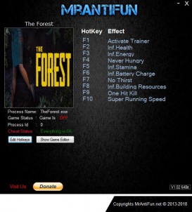 The Forest: Trainer +10 Build 3384931 {MrAntiFun}