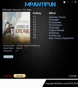 Ultimate General: Civil War - Trainer +8 v1.11 rev.22986 {MrAntiFun}