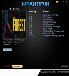 The Forest: Trainer +10 Build 3496148 {MrAntiFun}