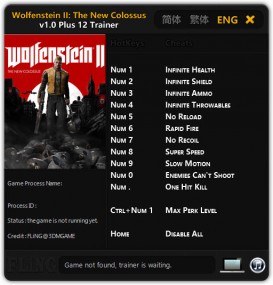 Wolfenstein 2: The New Colossus - Trainer +12 v1.0 {FLiNG}