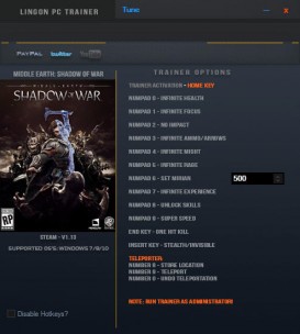 Middle-earth: Shadow of War - Trainer +14 v1.13 {LinGon}