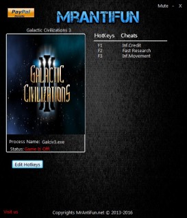 Galactic Civilizations 3: Trainer (+3) [2.61] {MrAntiFun}