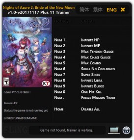 Nights of Azure 2: Bride of the New Moon - Trainer +11 v1.0 - 11.17.2017 {FLiNG}