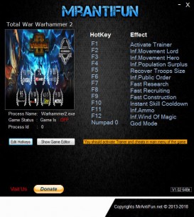 Total War: Warhammer 2 - Trainer +16 v1.5.0 Build 8774 {MrAntiFun}