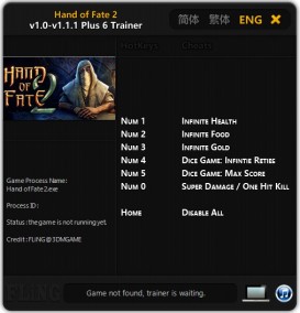 Hand of Fate 2: Trainer (+6) [1.0 - 1.1.1] {FLiNG}