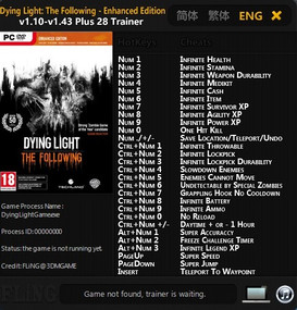 Dying Light: The Following - Enhanced Edition - Trainer +28 v1.10-v1.43 {FLiNG}