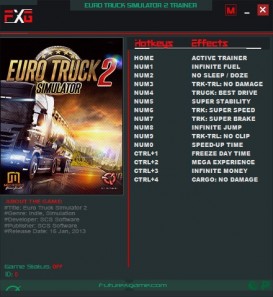 Euro Truck Simulator 2: Trainer +13 v1.16.x - v1.32.x {FutureX}
