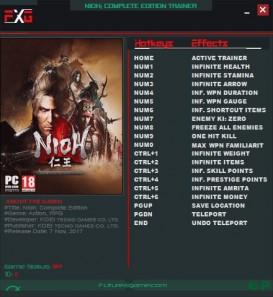 Nioh: Complete Edition - Trainer (+17) [1.21] {FutureX}