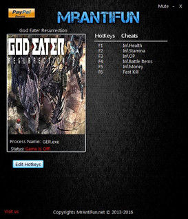 God Eater: Resurrection - Trainer (+6) [1.0] {MrAntiFun}