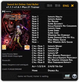 Sword Art Online: Fatal Bullet - Trainer +21 v1.6.1 {FLiNG}