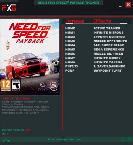Need for Speed: Payback - Trainer +10 v1.0.51.15364 {FutureX}