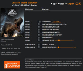 Jurassic World Evolution: Trainer +9 v1.2.0-v1.12.6 {FLiNG}