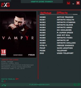 Vampyr: Trainer +12 v1.0 {FutureX}