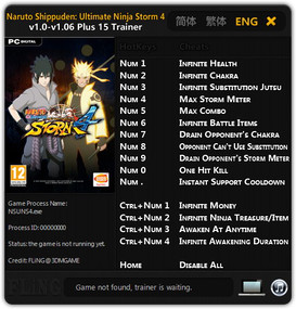 Naruto Shippuden: Ultimate Ninja Storm 4: Trainer (+15) [1.0-1.06] {FLiNG}