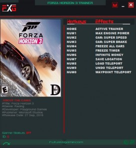 Forza Horizon 3: Trainer +8 v1.0.119.1002 {FutureX}