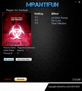 Plague Inc. Evolved: Trainer +3 v1.16.7 {MrAntiFun}