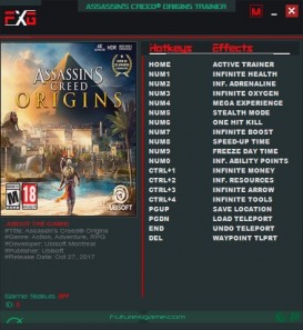 Assassin's Creed: Origins - Trainer +16 v1.41 {FutureX}
