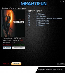 Shadow of the Tomb Raider: Trainer +8 v1.0 Build 291.0 {MrAntiFun}