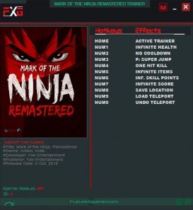 Mark of the Ninja: Remastered - Trainer +8 v20181009 {FutureX}