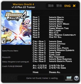 Warriors Orochi 4: Trainer +22 v1.0 {FLiNG}