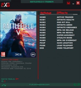 Battlefield 5: Trainer +10 v1.05 {FutureX}