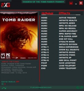 Shadow of the Tomb Raider: Croft Edition - Trainer +17 v1.0.237.6 {FutureX}