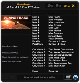 Planetbase: Trainer (+17) [1.0.4 ~ 1.2.1] {FLiNG}