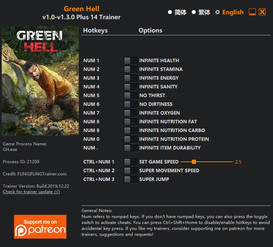 Green Hell: Trainer +14 v1.0-v1.3.0 {FLiNG}