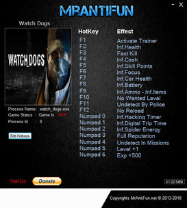 Watch_Dogs: Trainer +19 v1.06.329.2019 {MrAntiFun}