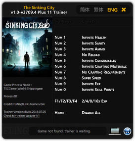 The Sinking City: Trainer +11 v3709.4 {FLiNG}