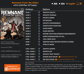 Remnant: From the Ashes - Trainer +18 v214-v218 {FLiNG}