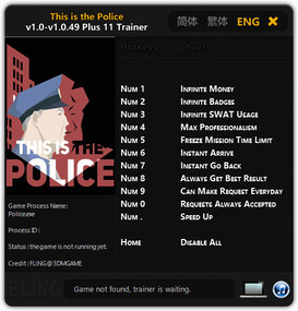 This Is the Police: Trainer +11 v1.0 - 1.0.49 {FLiNG}