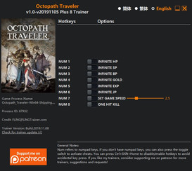 Octopath Traveler: Trainer +8 v1.0-v20191105 {FLiNG}