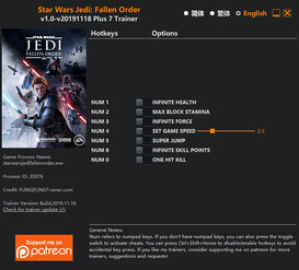 Star Wars Jedi: Fallen Order - Trainer +7 v1.0-v20191118 {FLiNG}