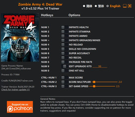 Zombie Army 4: Dead War - Trainer +14 DX12/Vulkan v1.0-v2.52 {FLiNG}