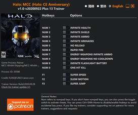 Halo: The Master Chief Collection (Halo: CE Anniversary) - Trainer +13 v1.0-v20200922 {FLiNG}