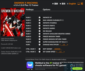 Daemon X Machina: Trainer +13 v1.0-v1.0.6 {FLiNG}