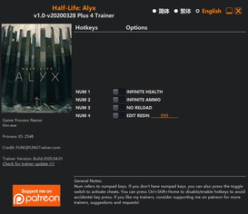Half-Life: Alyx - Trainer +4 v1.0-v20200328 {FLiNG}
