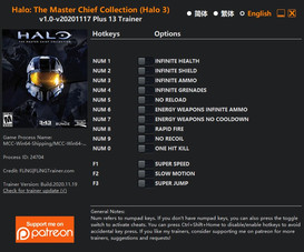 Halo: The Master Chief Collection (Halo 3) - Trainer +13 v1.0-v20201117 {FLiNG}