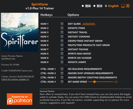 Spiritfarer: Trainer +14 Steam/GOG v1.0 {FLiNG}
