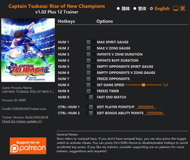 Captain Tsubasa: Rise of New Champions - Trainer +12 v1.02 {FLiNG}