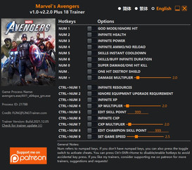 Marvel's Avengers: Trainer +18 v1.0-v2.2.0 {FLiNG}