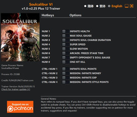 Soulcalibur VI: Trainer +12 v1.0-v2.25 {FLiNG}
