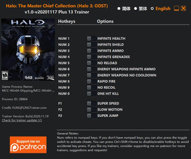 Halo: The Master Chief Collection (Halo 3: ODST) - Trainer +13 v1.0-v20201117 {FLiNG}