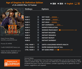 Age of Empires III: Definitive Edition - Trainer +13 v1.0-v54545 {FLiNG}