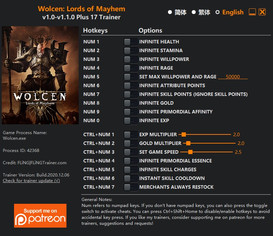 Wolcen: Lords of Mayhem - Trainer +17 v1.0-v1.1.0 {FLiNG}