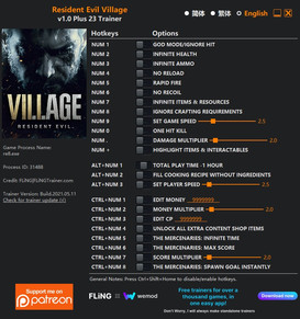 Resident Evil Village: Trainer +23 v1.0 {FLiNG}